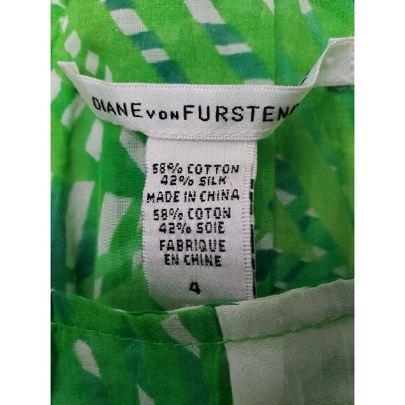 Diane von Furstenberg Cotton/Silk Blend Green Leaf Print Tank Tunic Size 4 - Picture 2 of 4